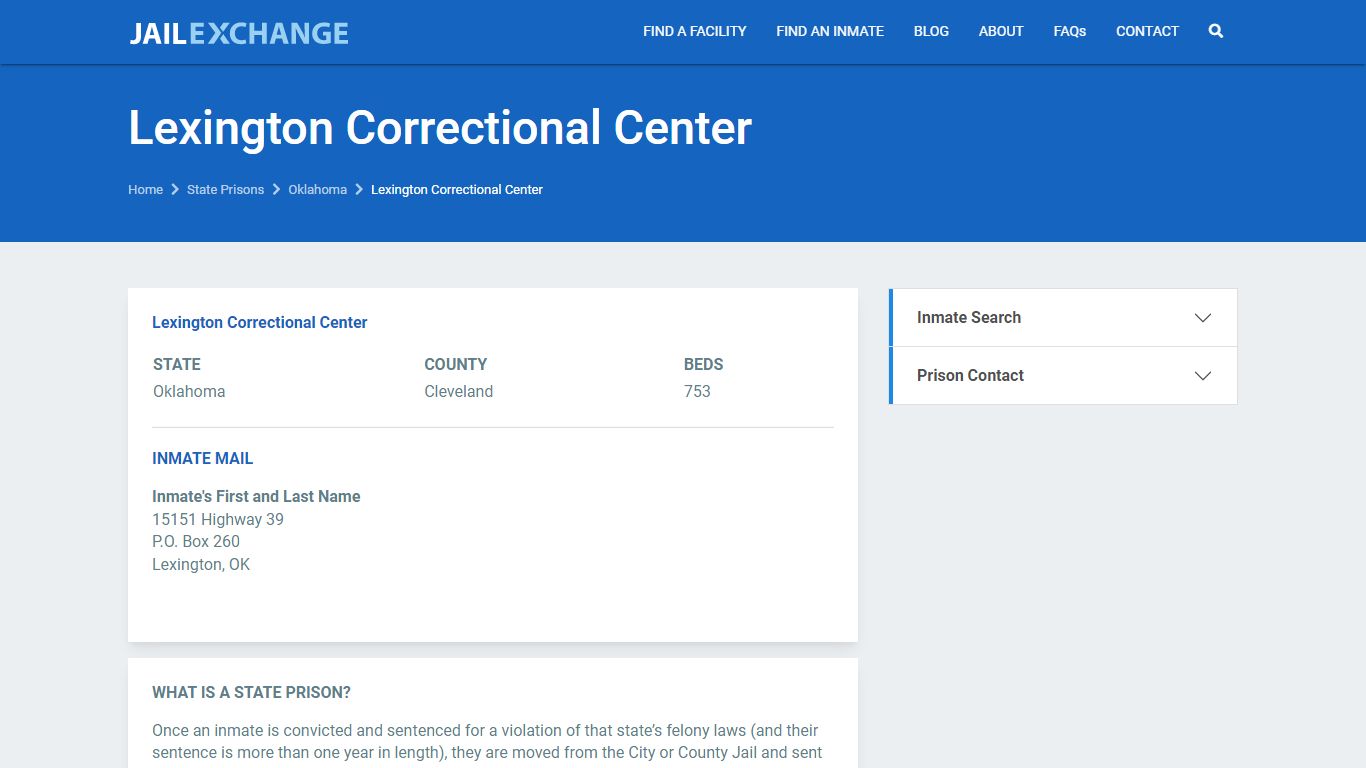 Lexington Correctional Center Prisoner Search | Visitation, Mail, FAQ ...